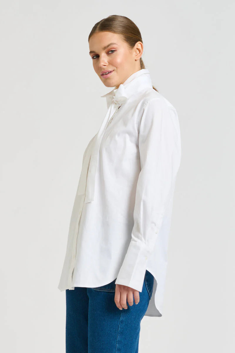 Pussy Bow Shirt - White