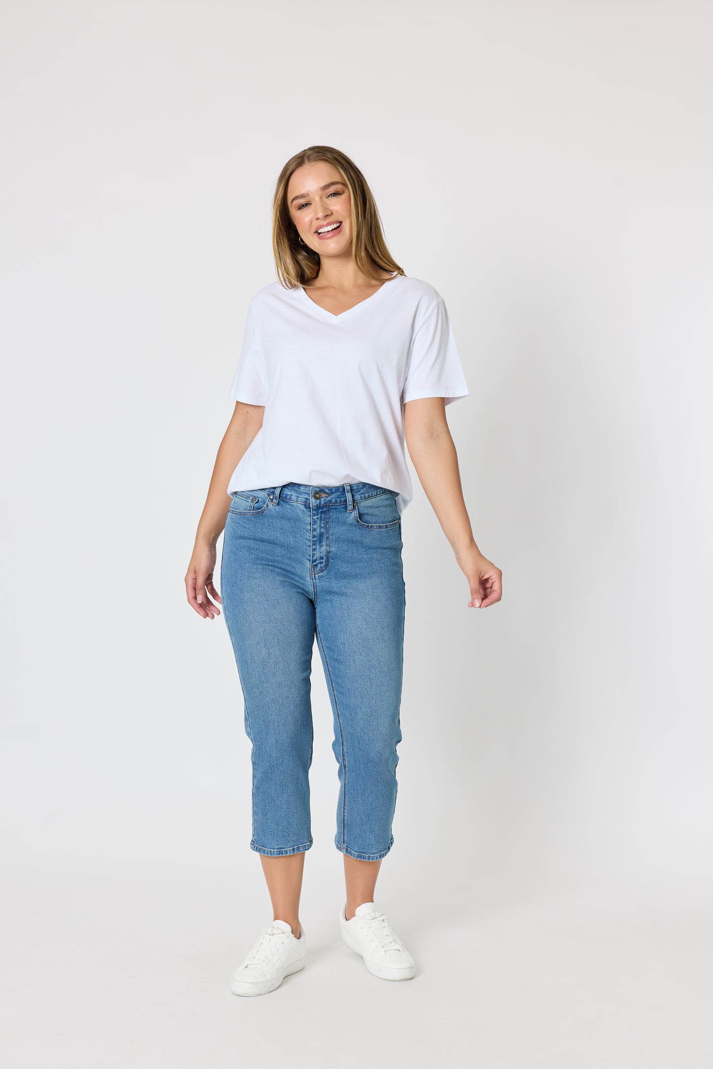 Cotton V-neck T-shirt - White