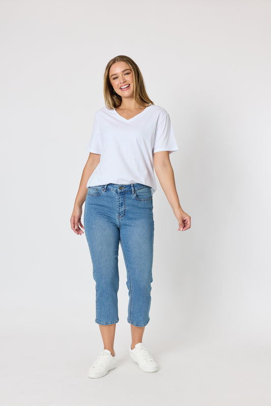 Cotton V-neck T-shirt - White