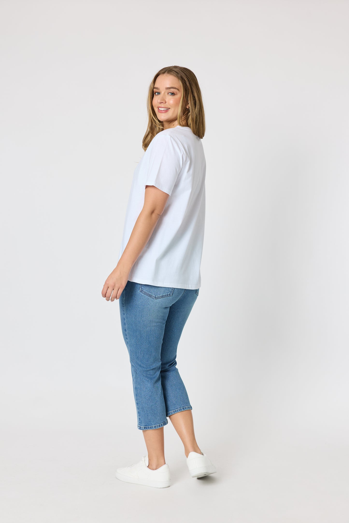 Cotton V-neck T-shirt - White