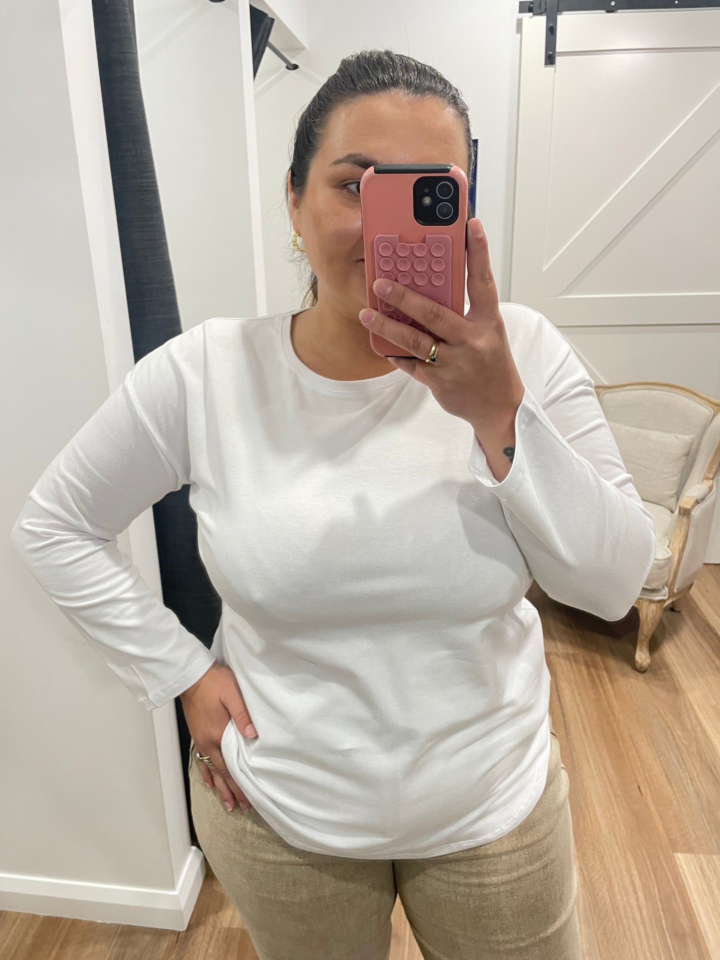 Drop Back Long Sleeve - White