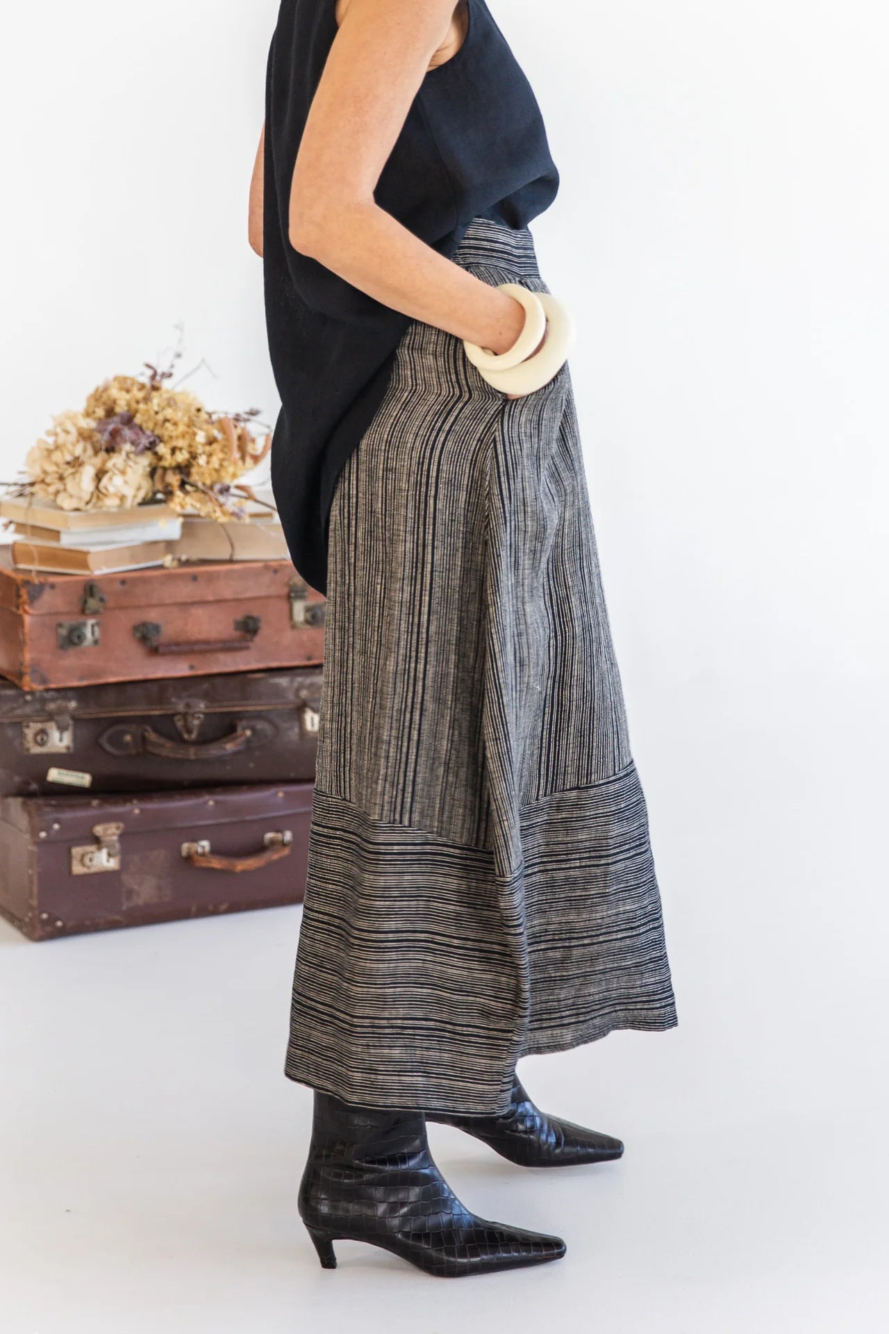 Eadie Skirt - Raven Stripe