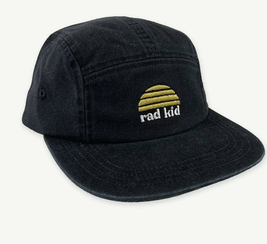 Rad Kid 5 Panel Hat - Washed Black