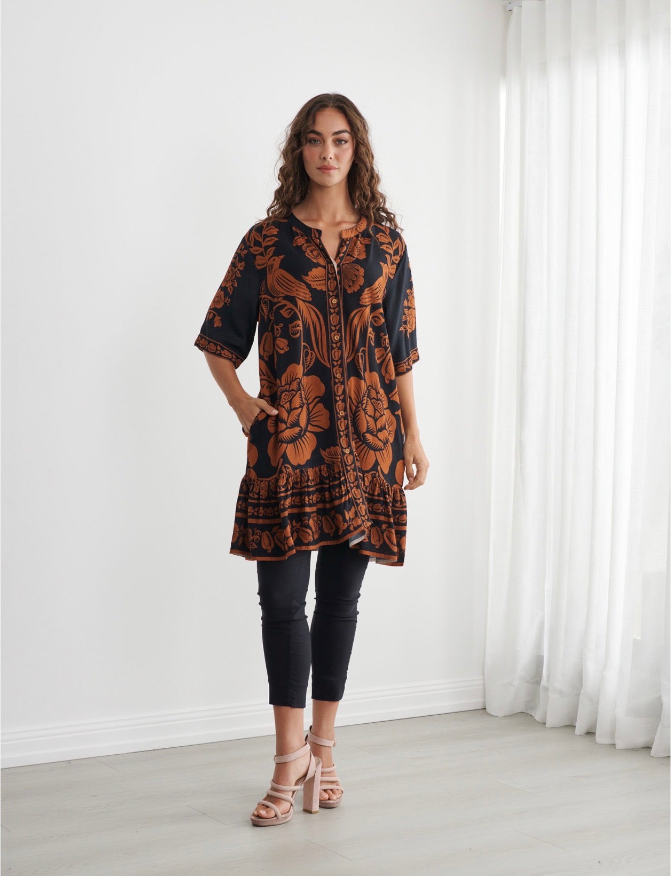 Caju Drop Waist Printed Dress