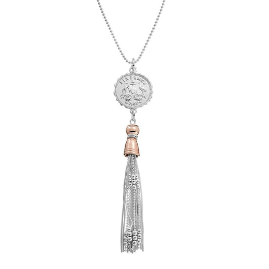 Allure Chain Necklace Coin w Tassel