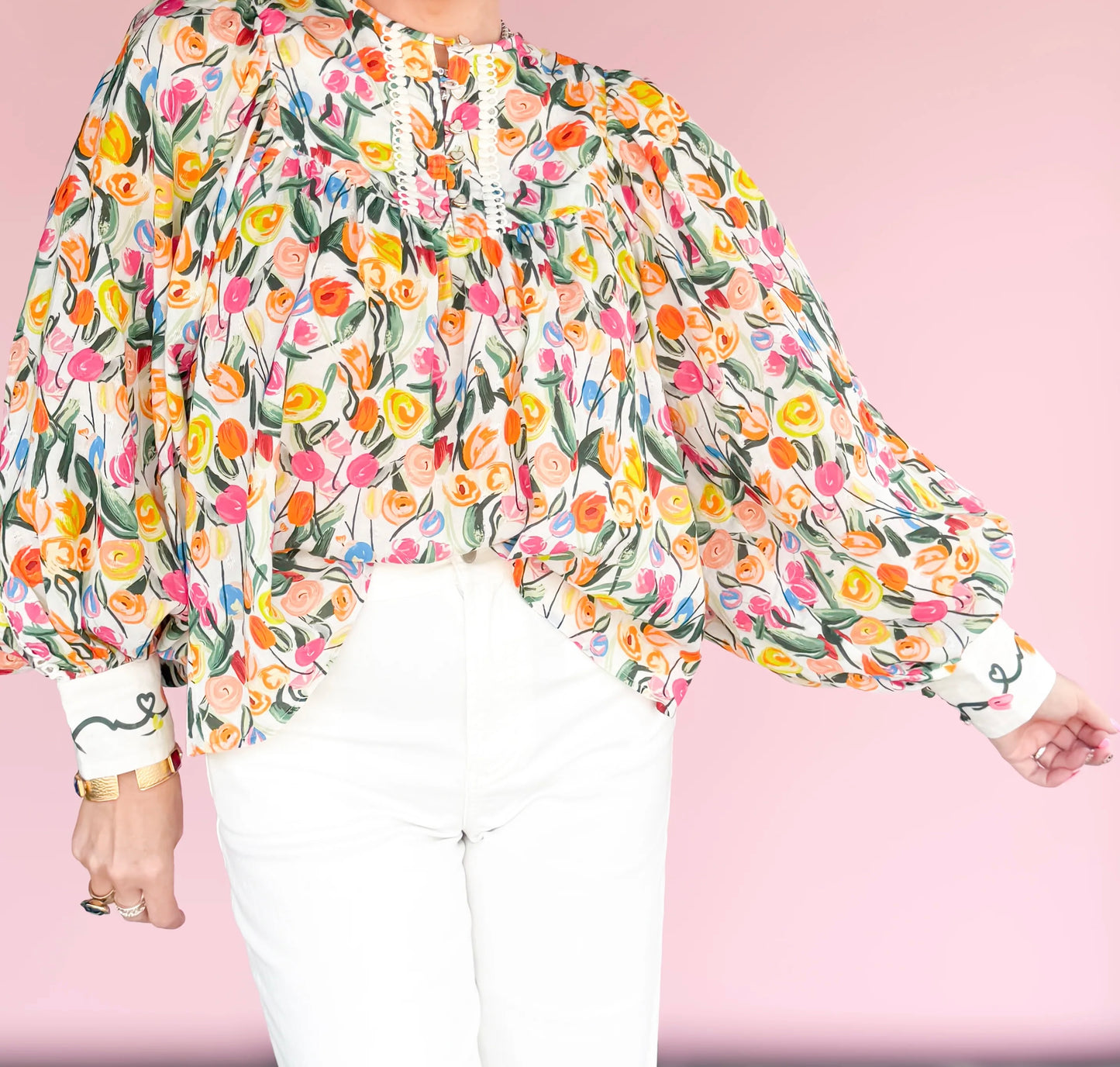 Emily Love Lock Bertha Floral Print Blouse
