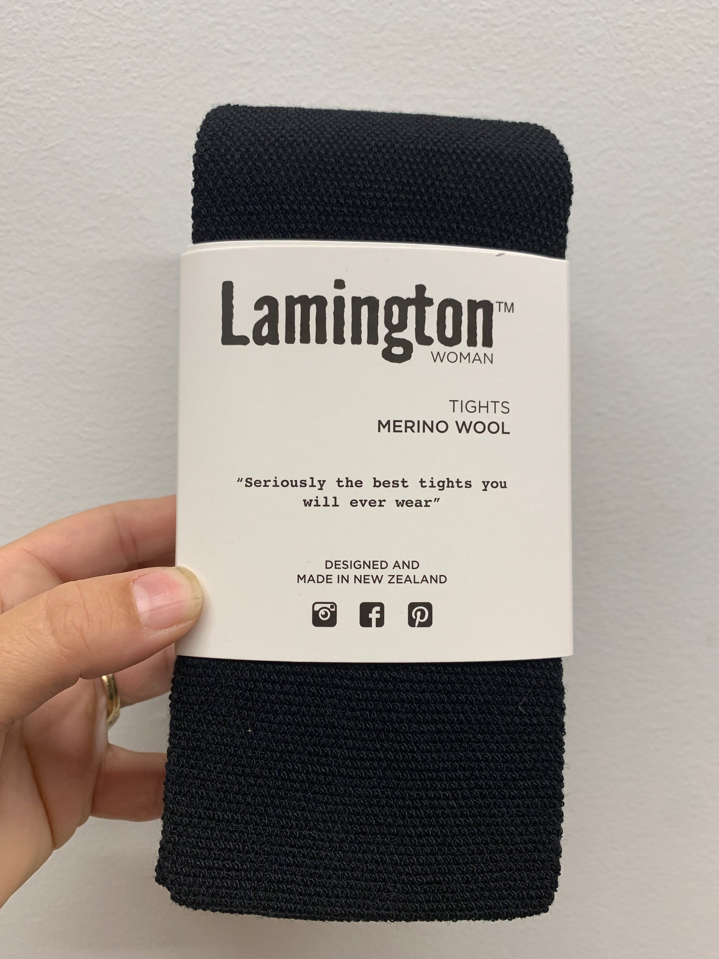 Lamington Marino Wool Textured Tights - Black