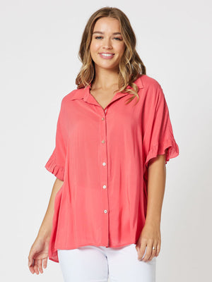 Kylie Frill Shirt - Coral