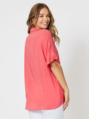 Kylie Frill Shirt - Coral