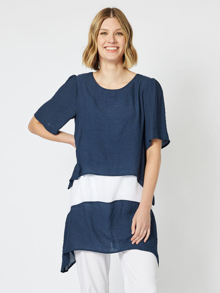 Thera Tunic - Navy/White