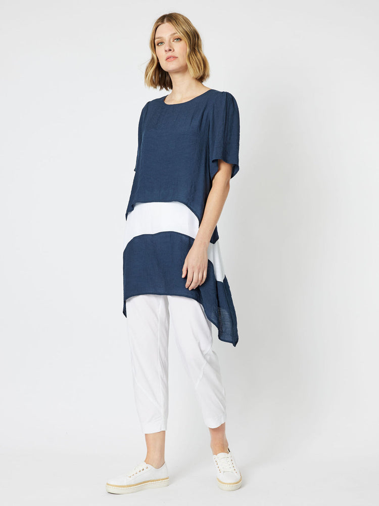 Thera Tunic - Navy/White