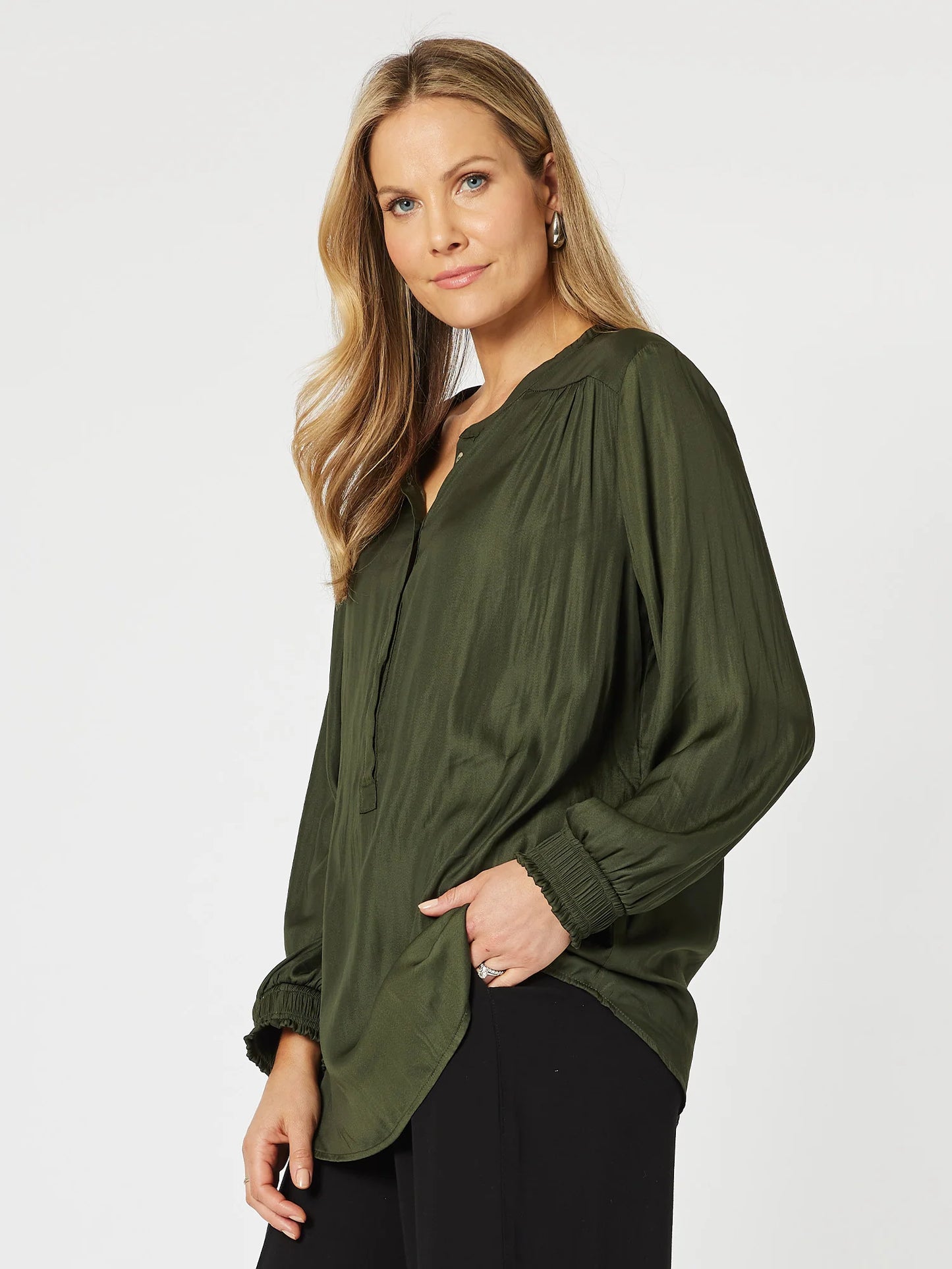 Luxe Nehru Top - Cypress