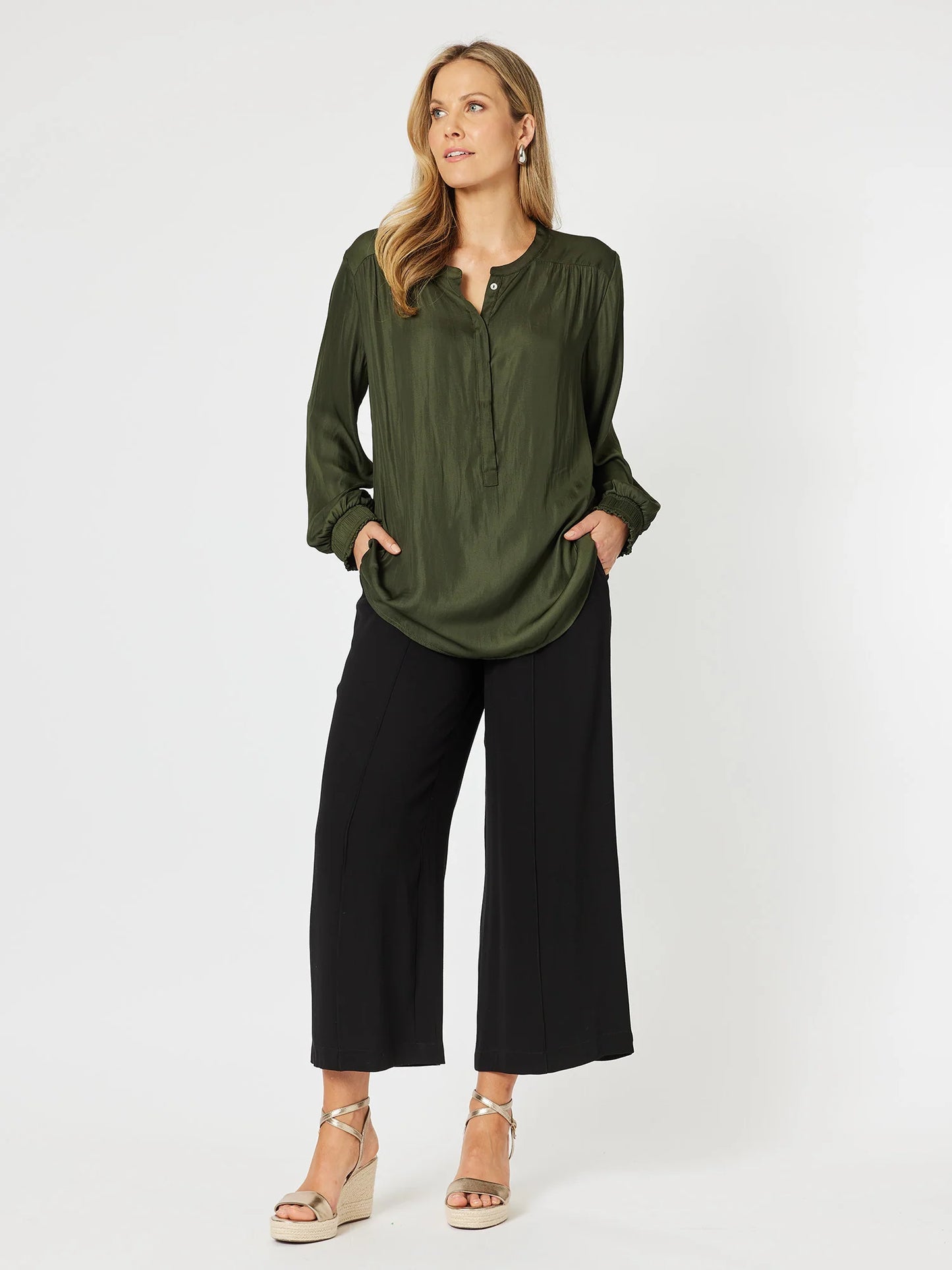 Luxe Nehru Top - Cypress