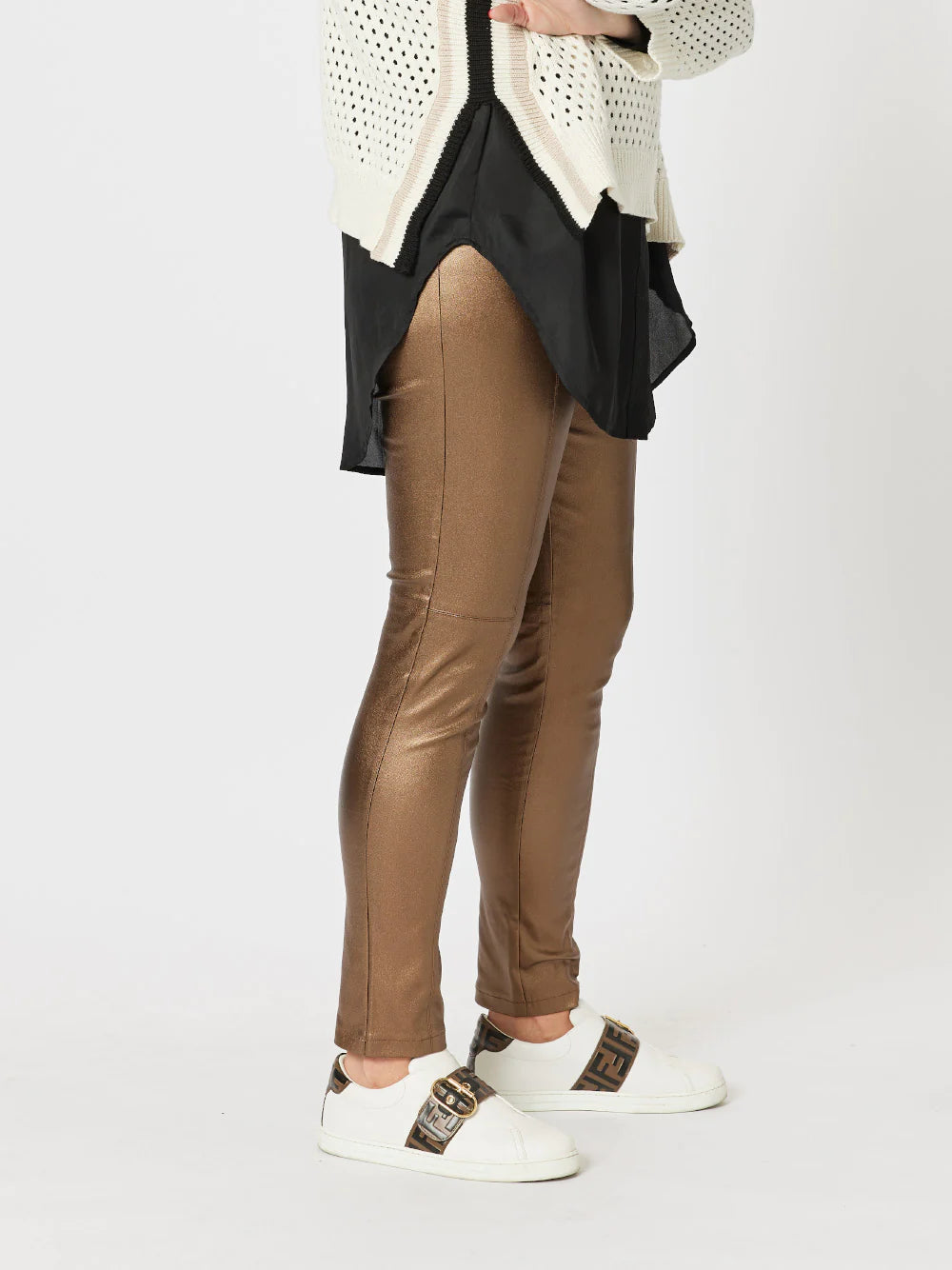 Luna Faux Leather Straight Leg Pants - Bronze