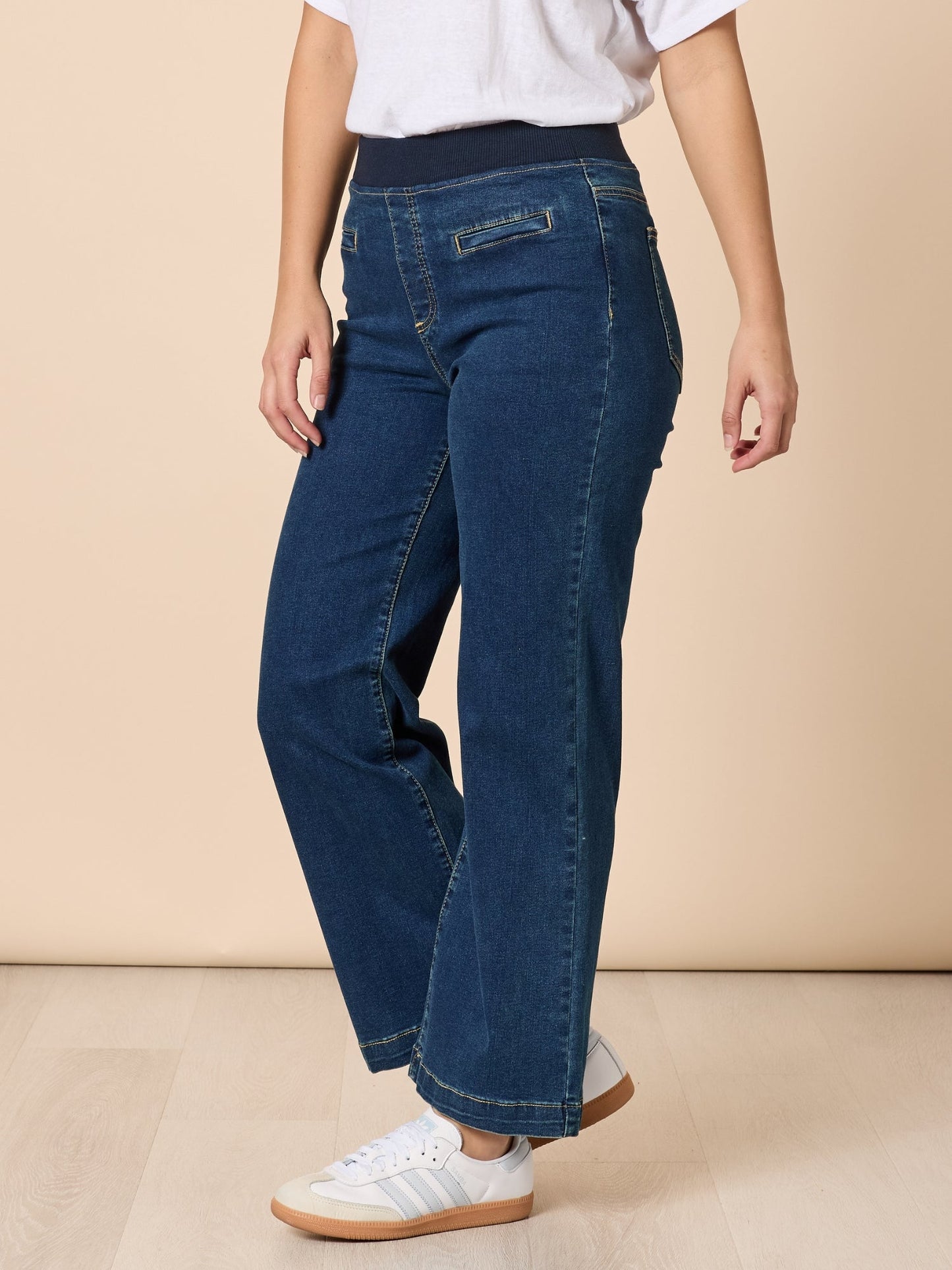 Maddy Pull on Jeans- Dark Denim