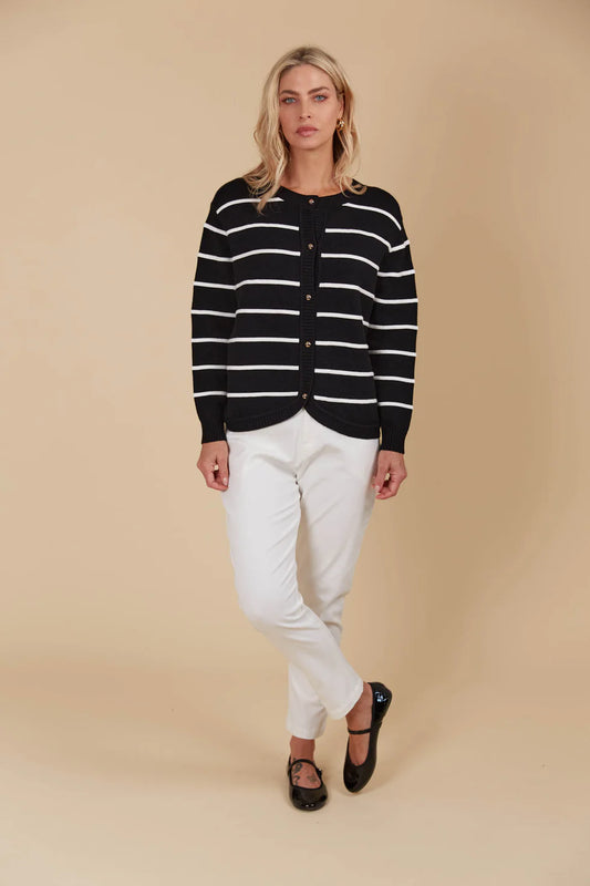Juno Stripe Jumper/Cardigan- Onyx