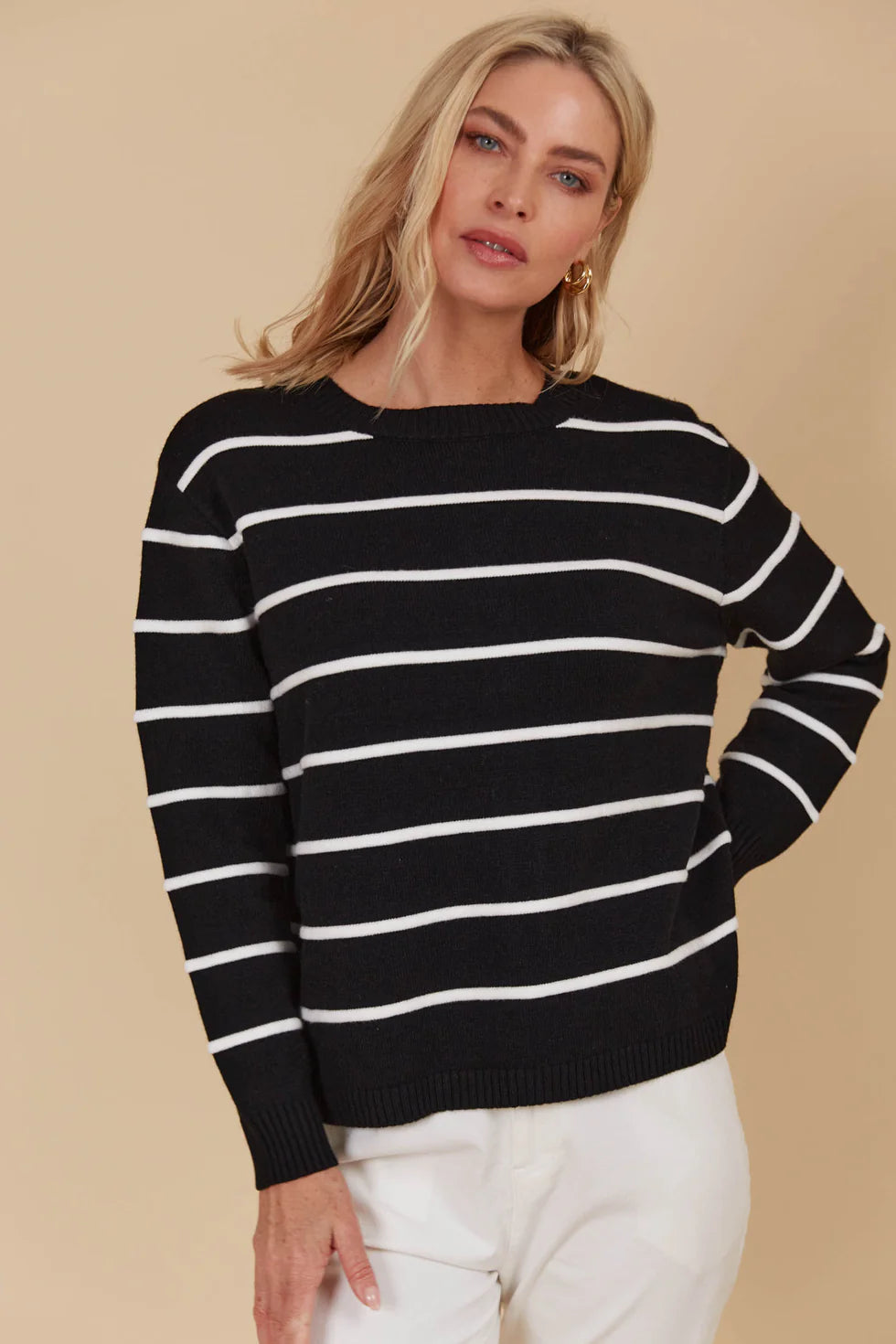 Juno Stripe Jumper/Cardigan- Onyx