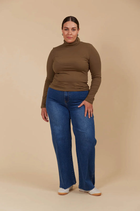 Naria Roll Neck Top- Toffee