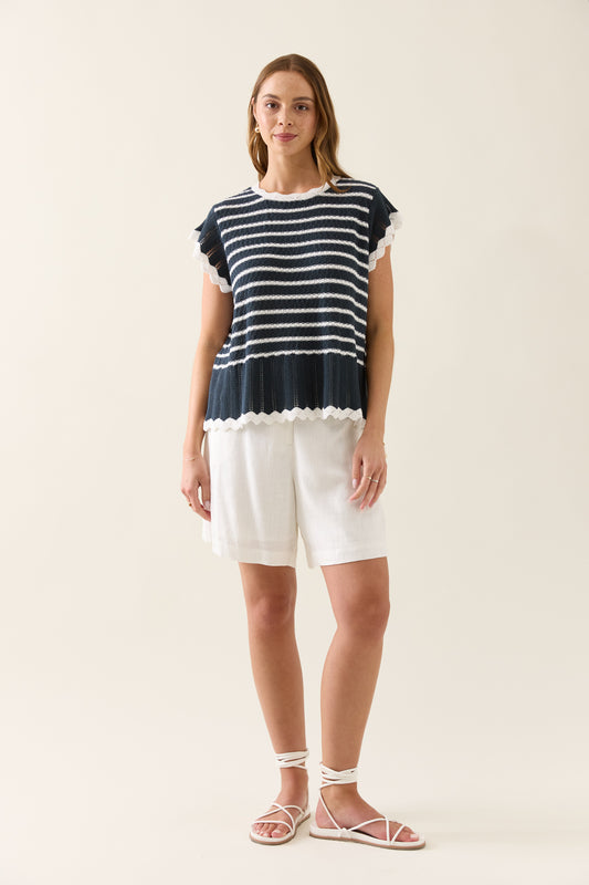 Ida Knit Top- Navy