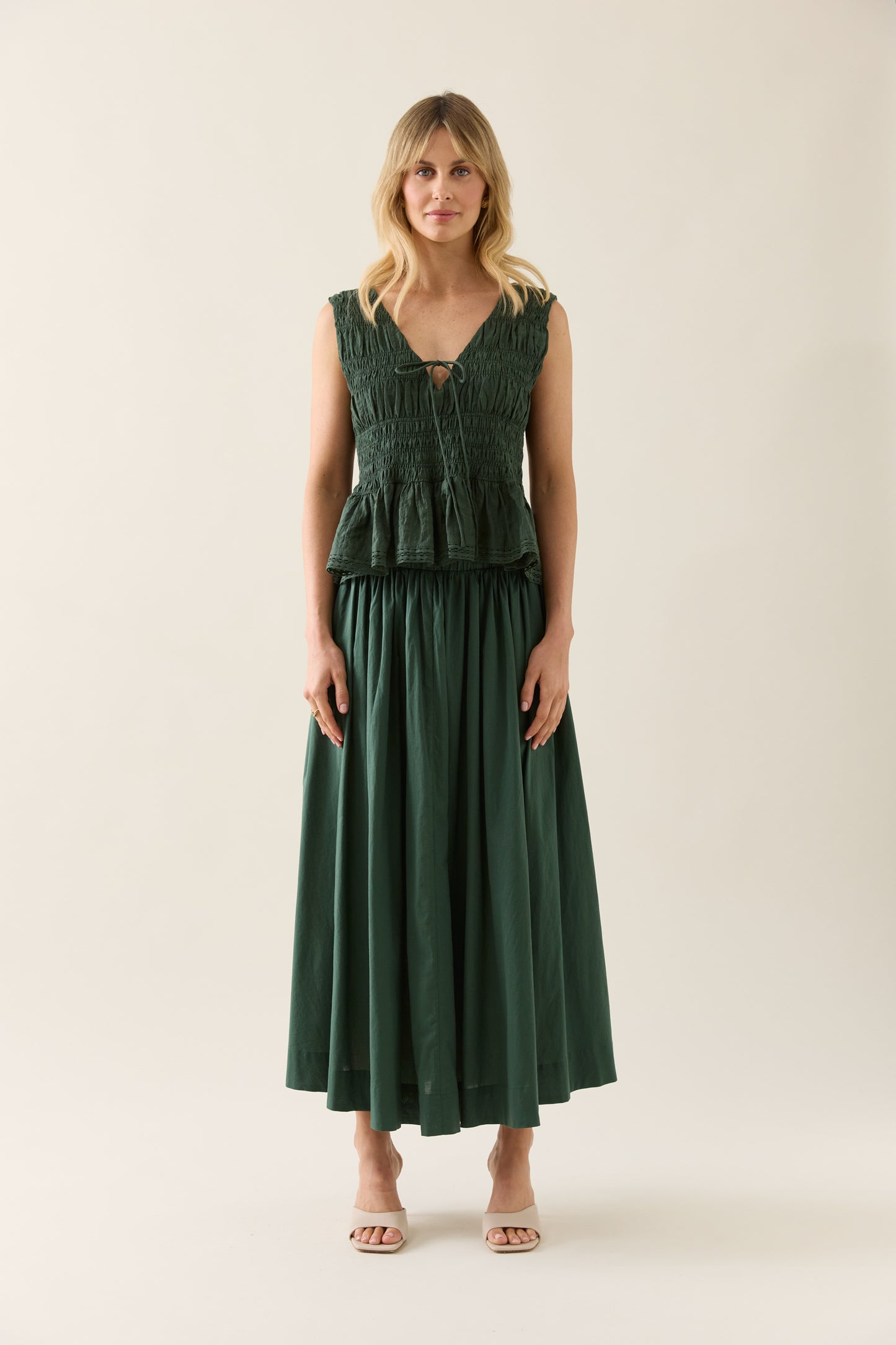 Esther Shirred Tank- Myrtle