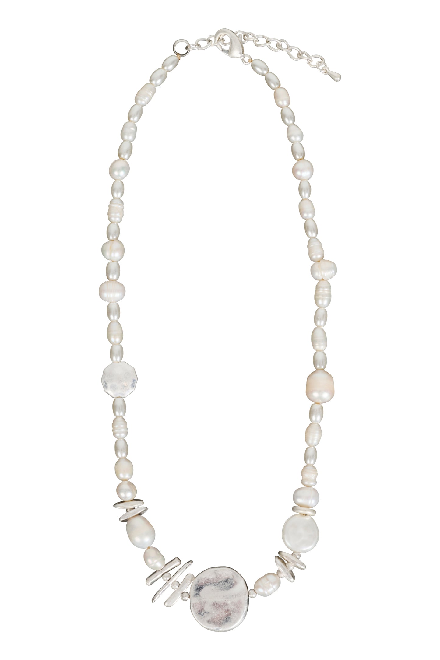 Esther Necklace- Silver Pearl