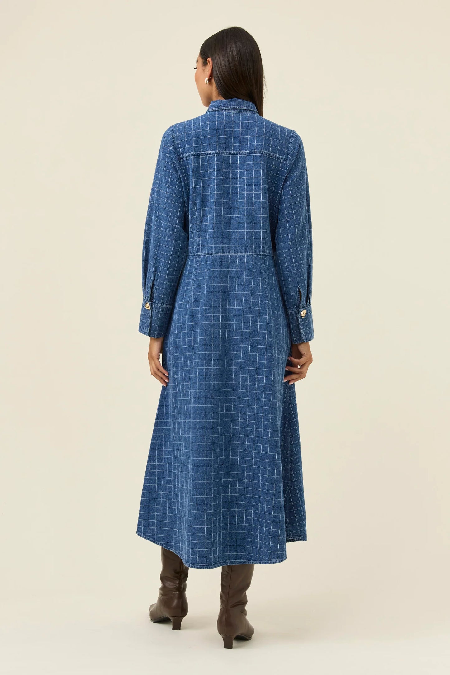 Sloane Denim Maxi Dress - Check