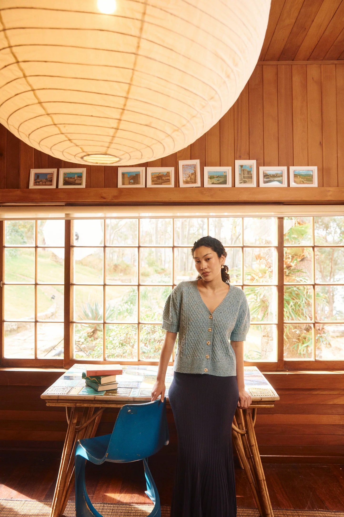 Mckenna Short Sleeve Cardigan- Ice Blue