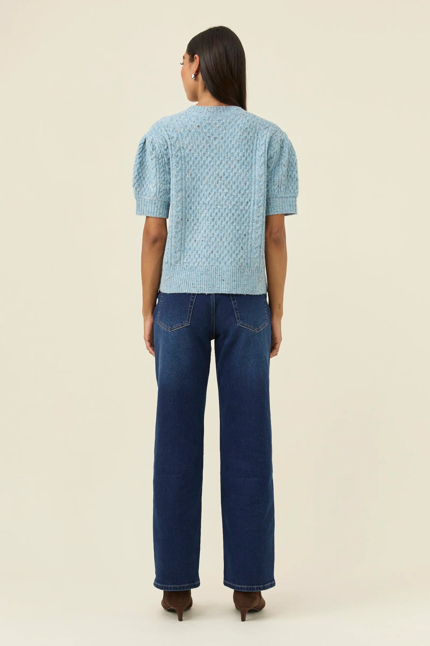 Mckenna Short Sleeve Cardigan- Ice Blue