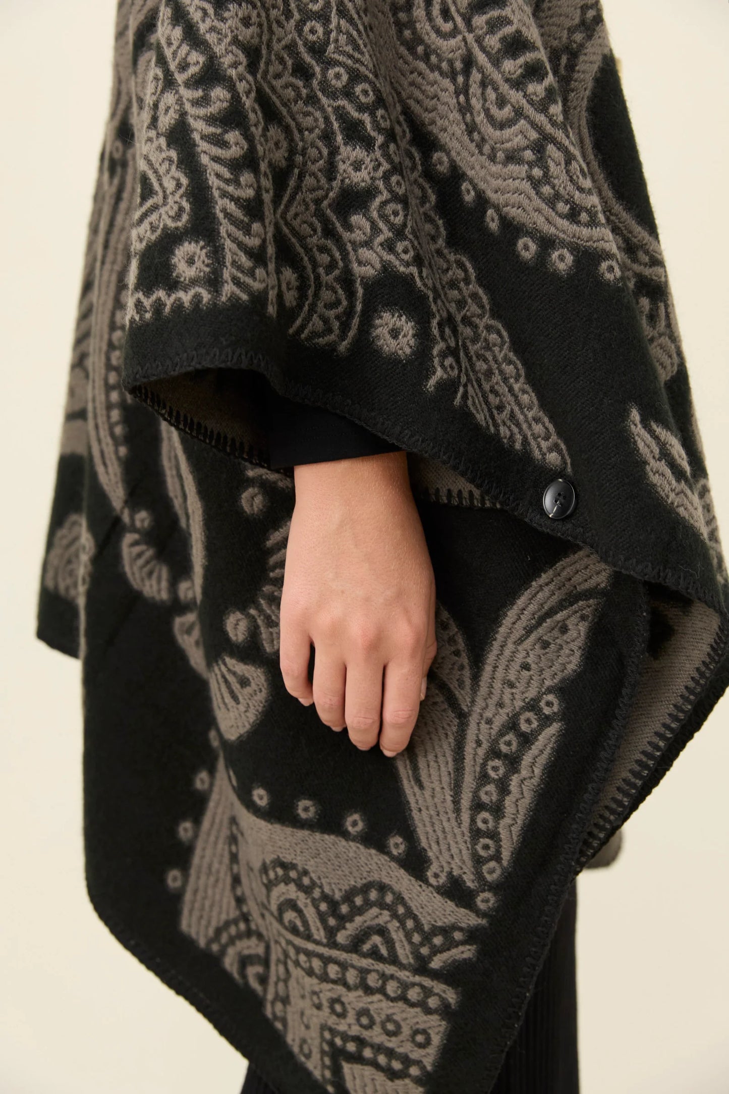 Lucia Cape - Charcoal Paisley