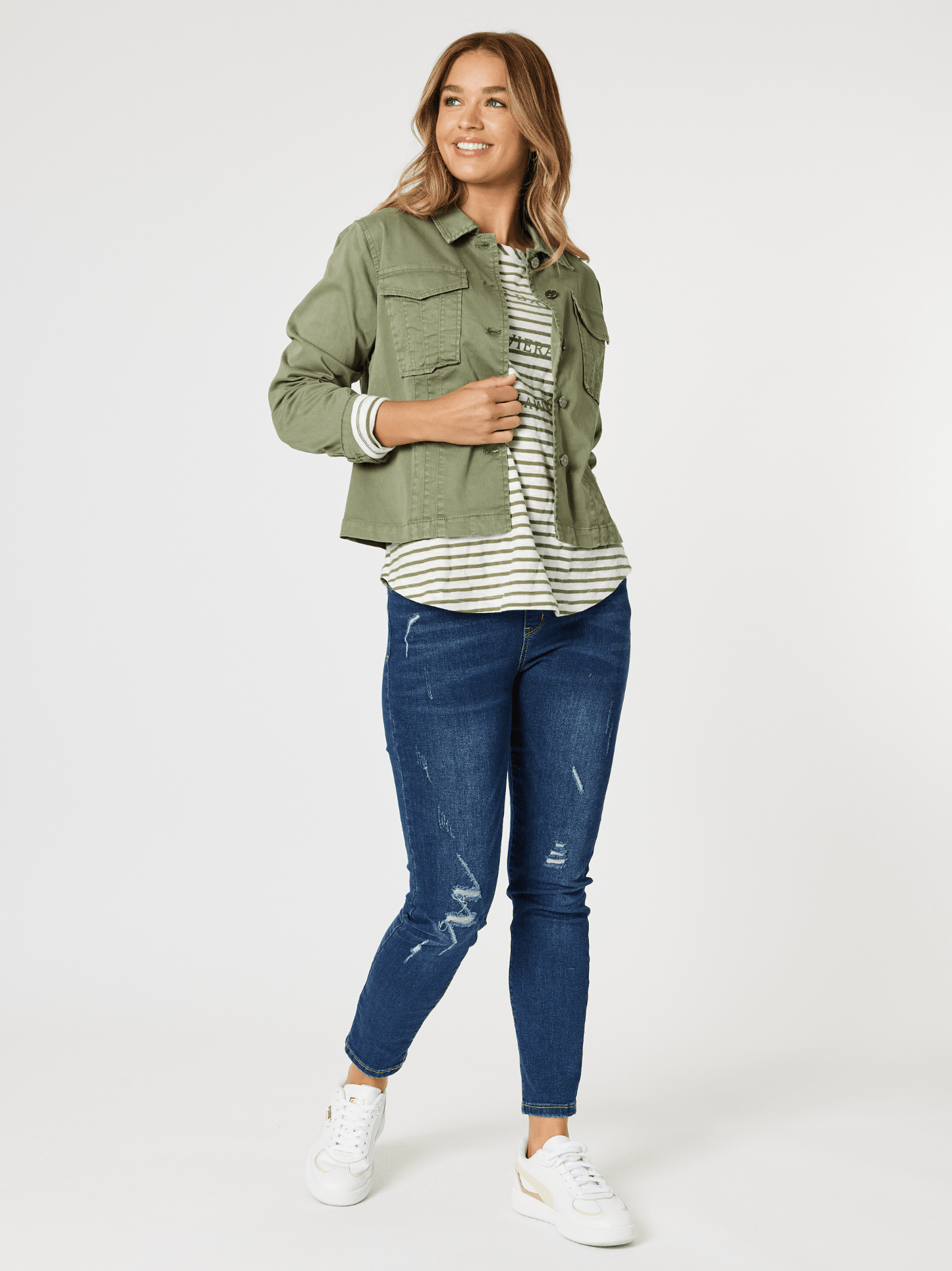 Retro Denim Jacket- Washed Khaki