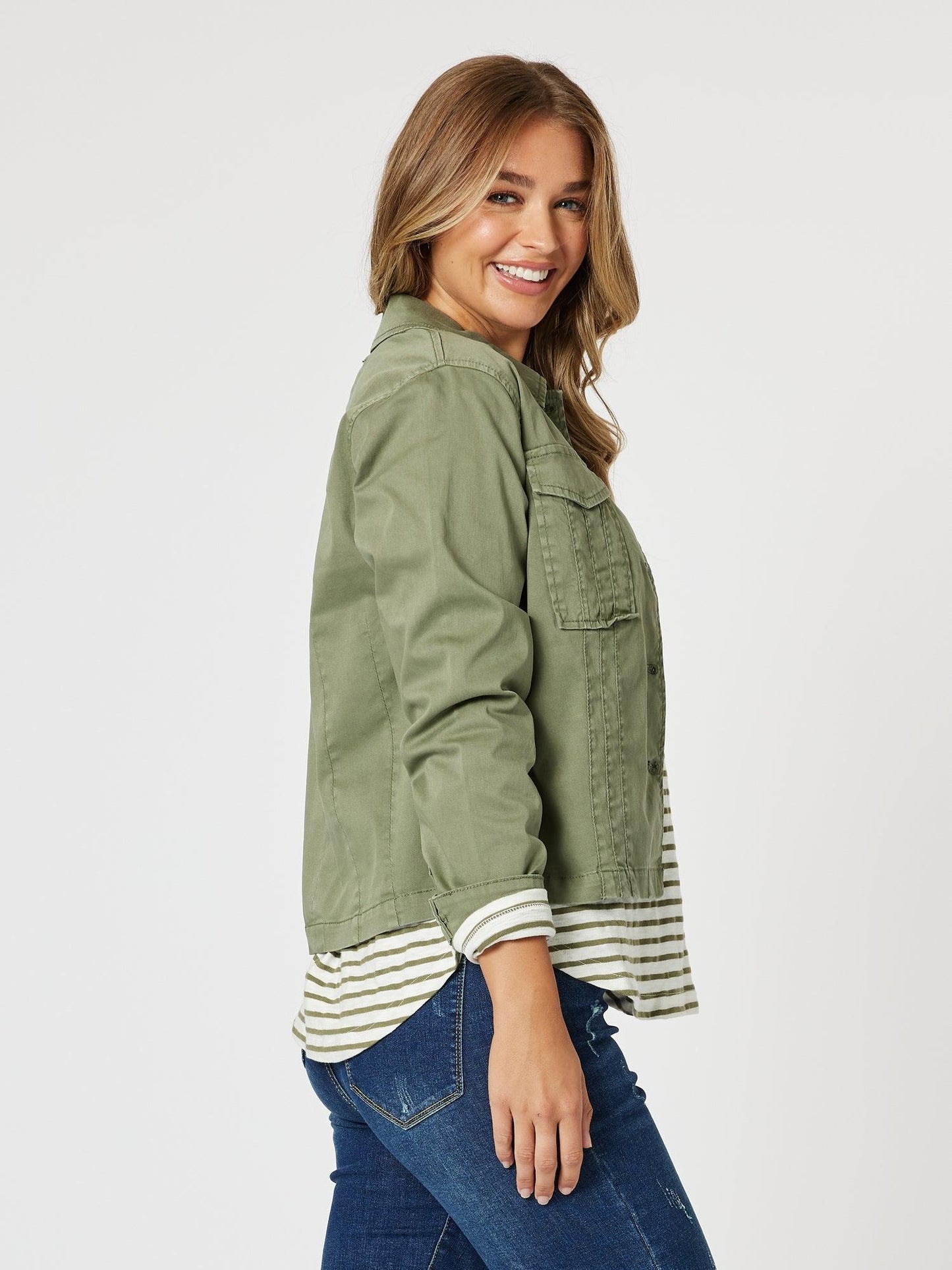 Retro Denim Jacket- Washed Khaki