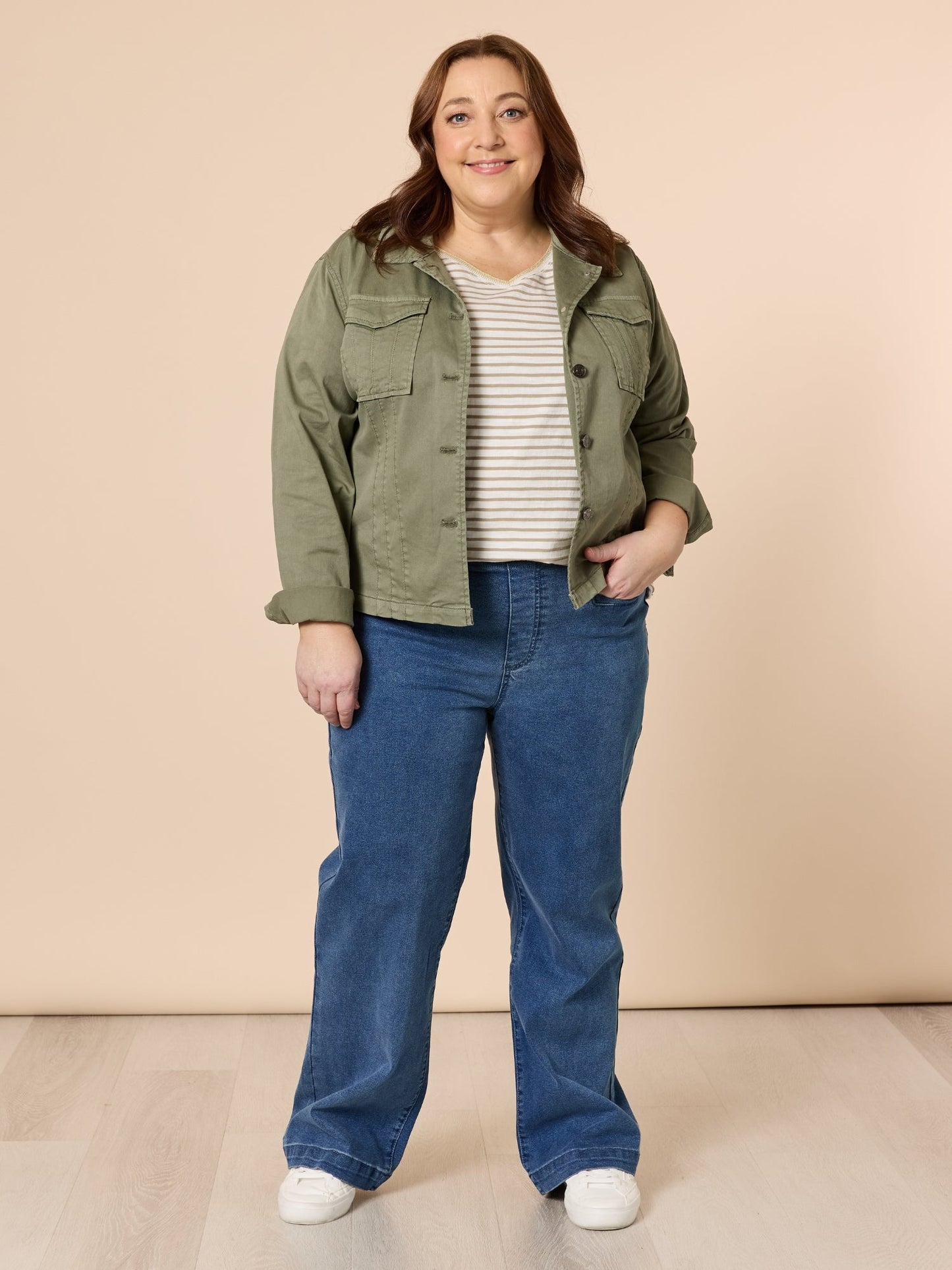 Retro Denim Jacket- Washed Khaki