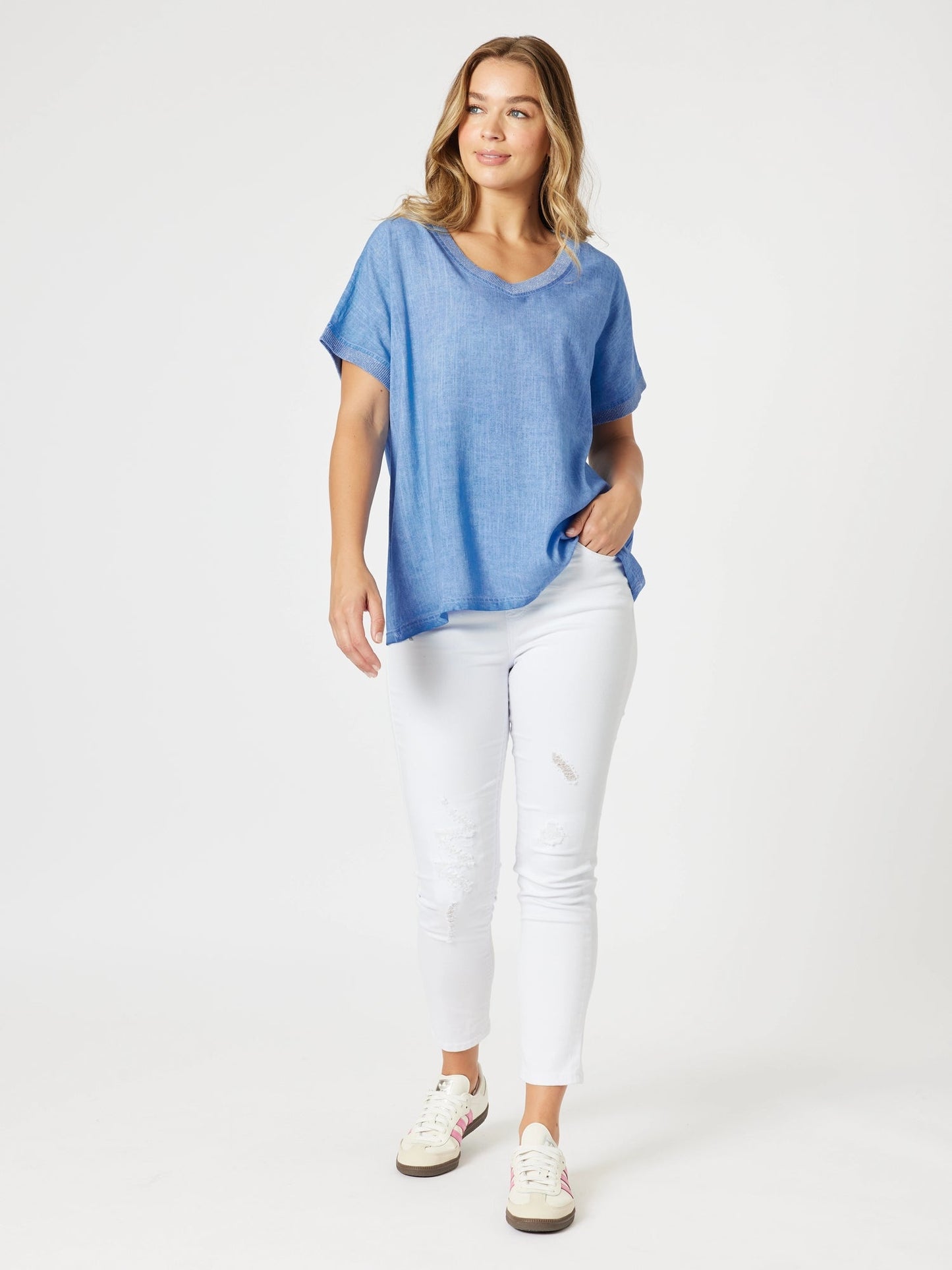 Sienna Tee- Washed Blue