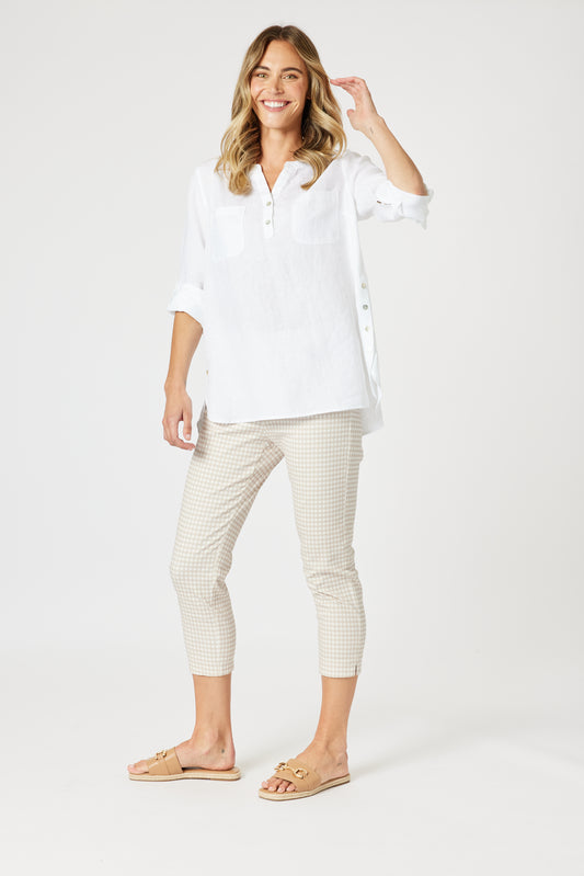 Ava Button Shirt- White