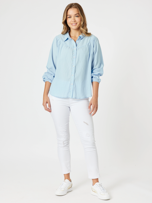 Crayon Stitch Shirt- Sky Blue