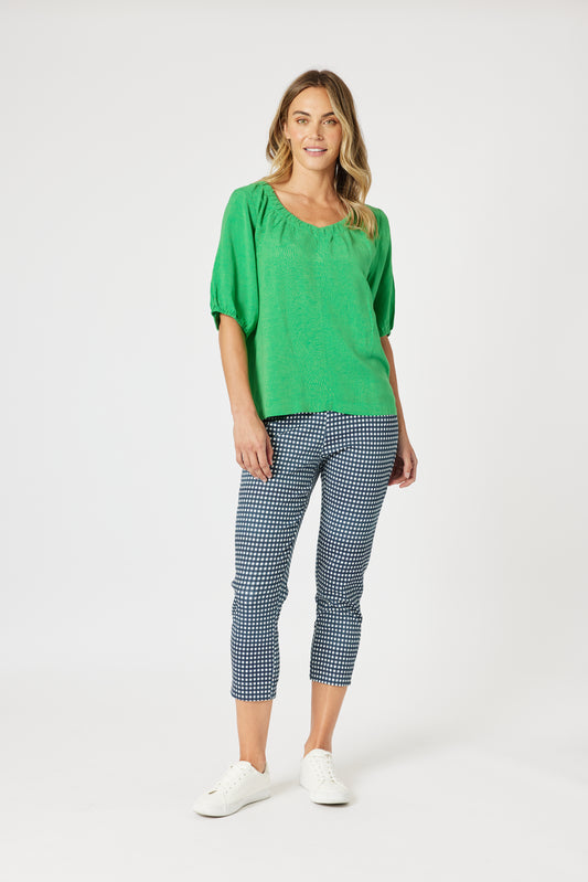 Lino V-Neck Top- Elm