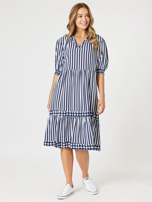 Harlequin Stripe Tier Dress