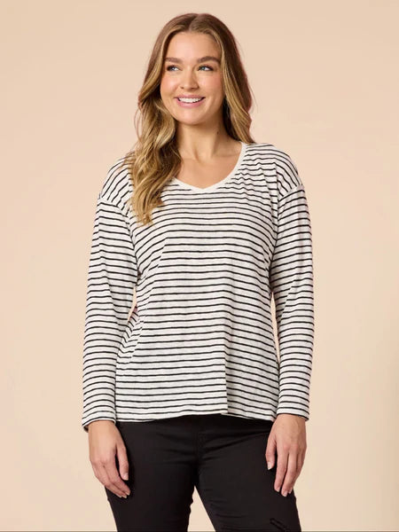 City Stripe Tee- Black/Ivory