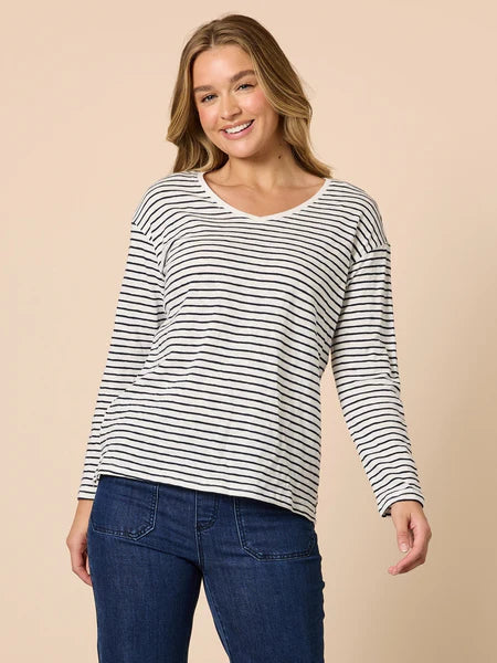 City Stripe Tee- Navy/Ivory