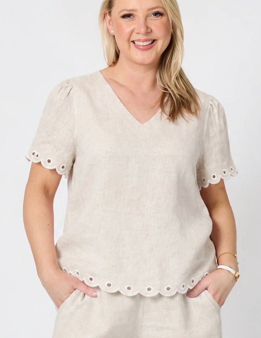 Lilly Linen Top - Natural