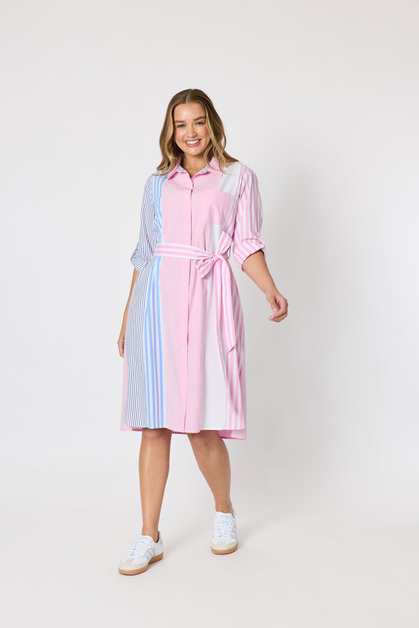 Miramar Stripe Dress - Lipstick