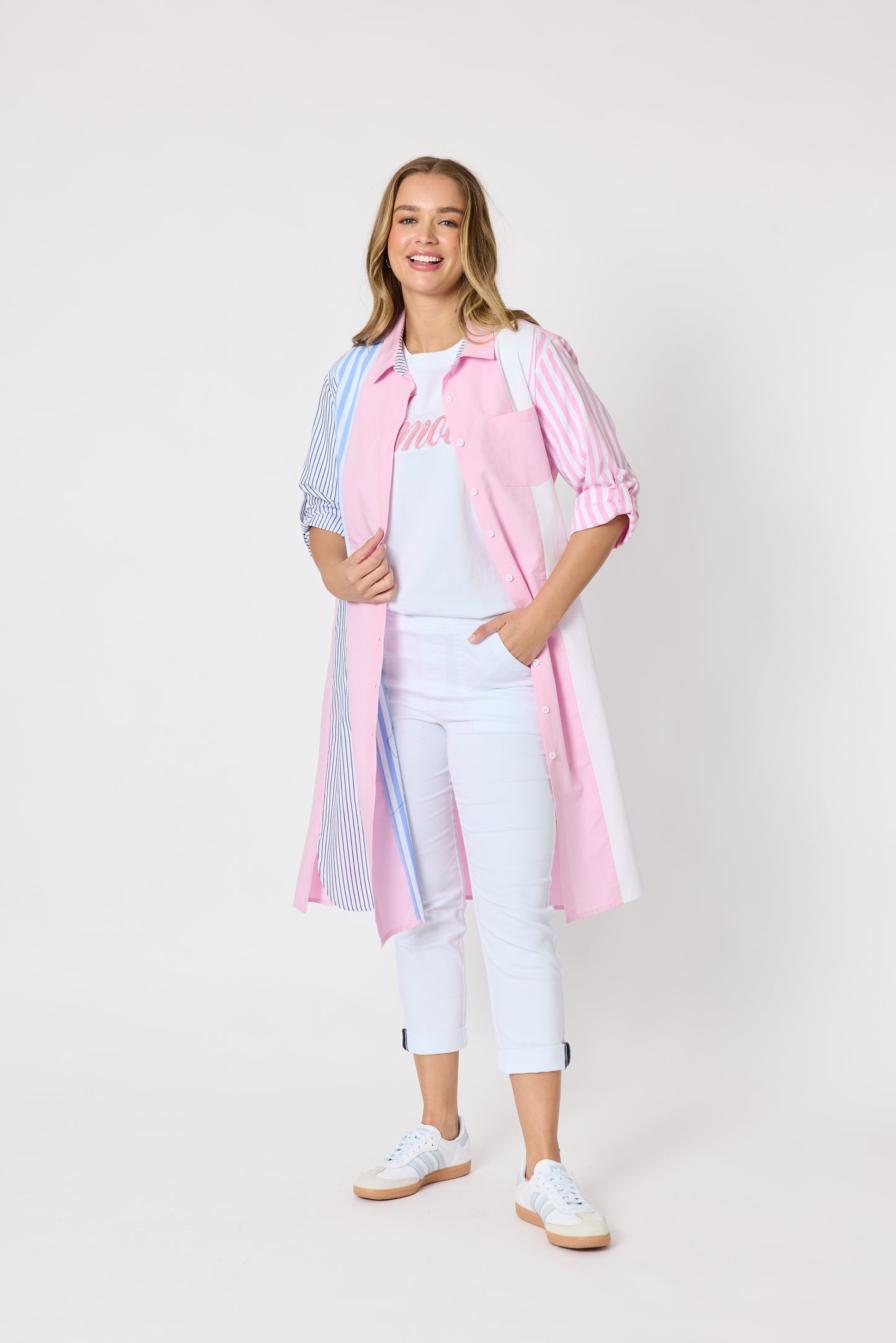 Miramar Stripe Dress - Lipstick