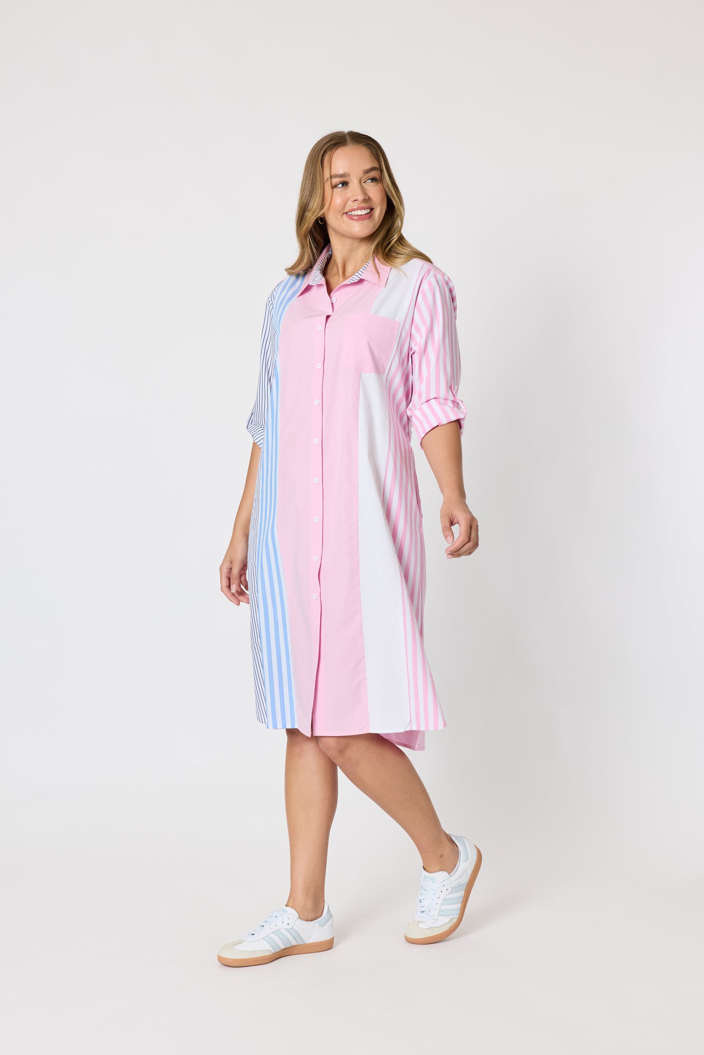 Miramar Stripe Dress - Lipstick