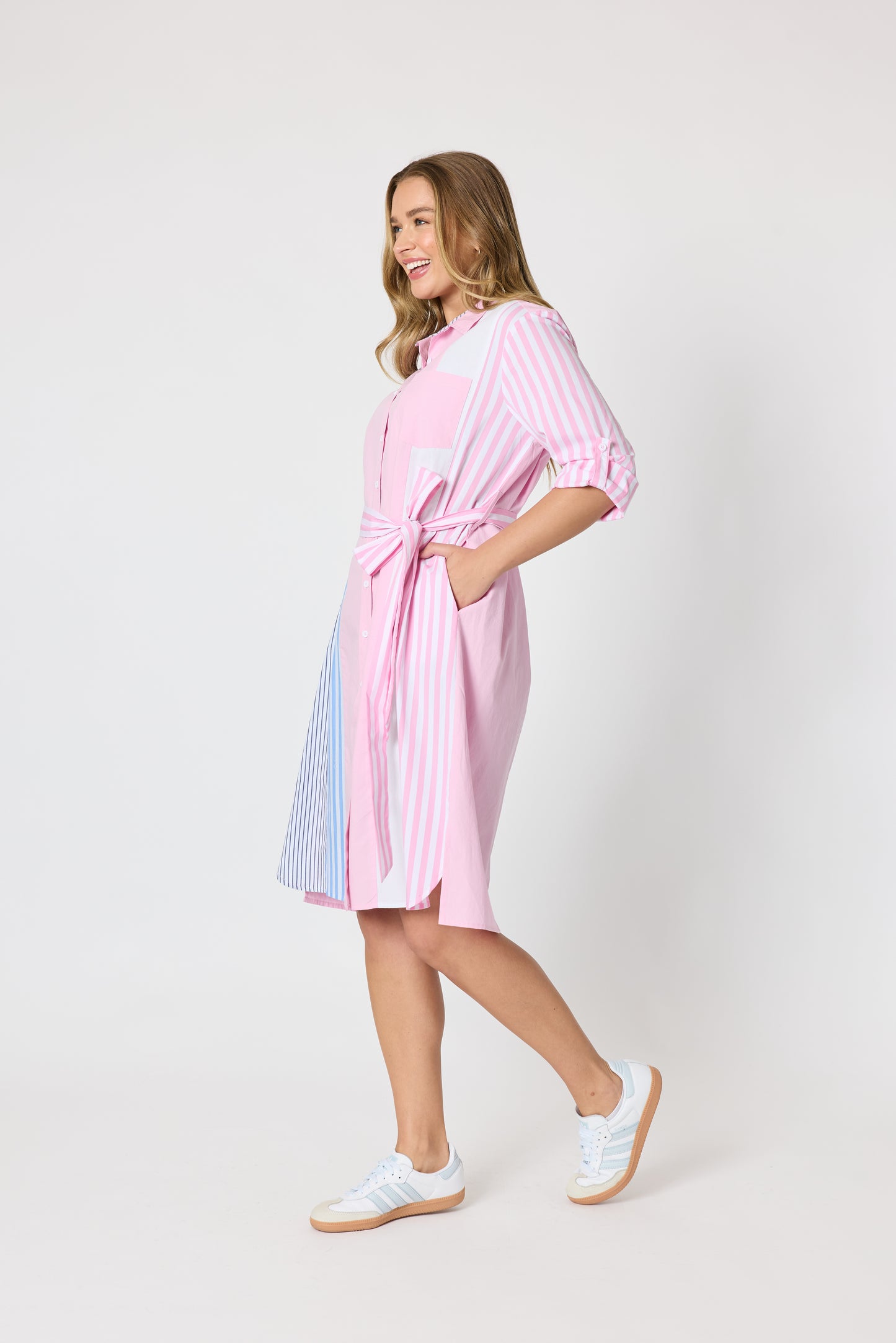 Miramar Stripe Dress - Lipstick