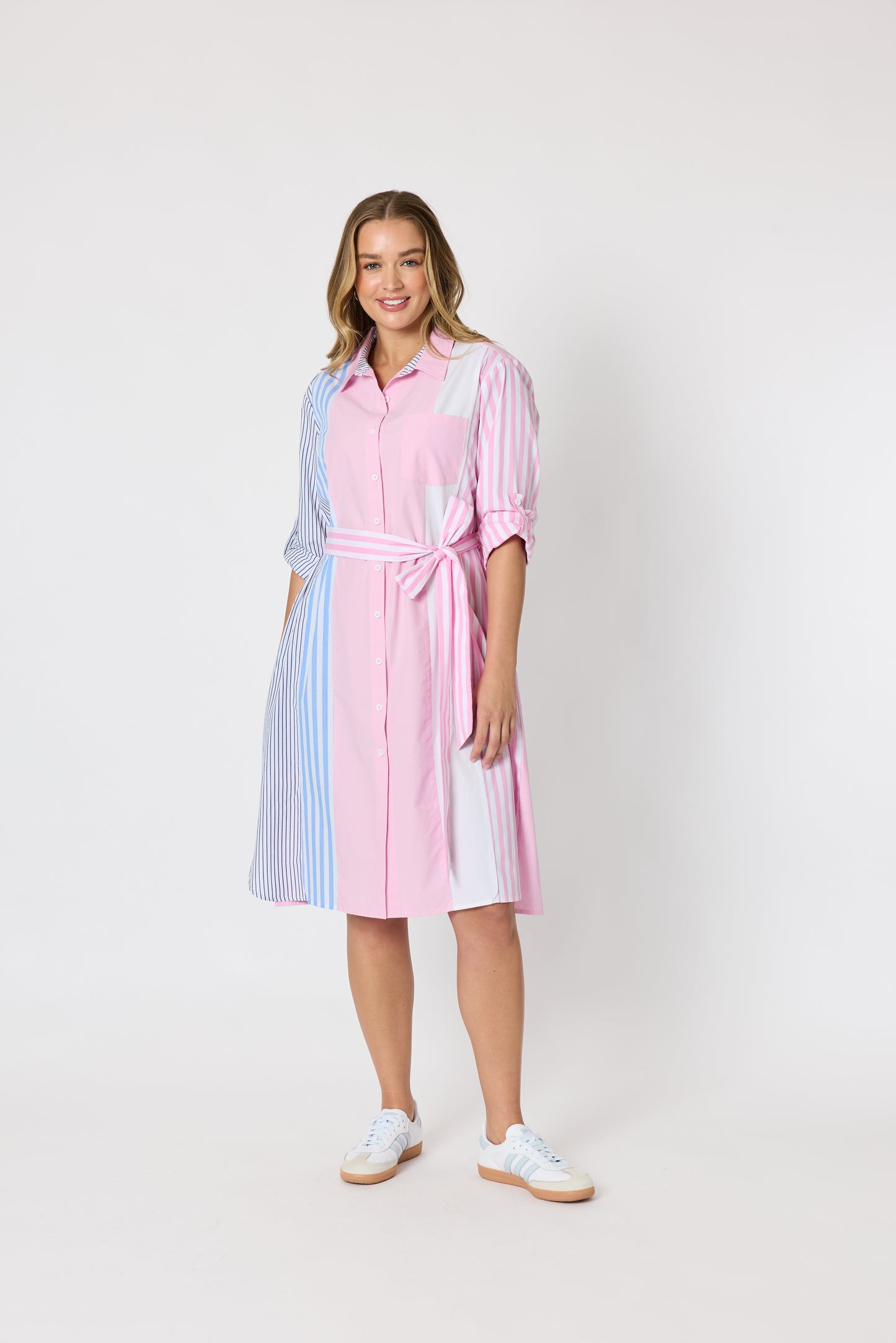 Miramar Stripe Dress - Lipstick