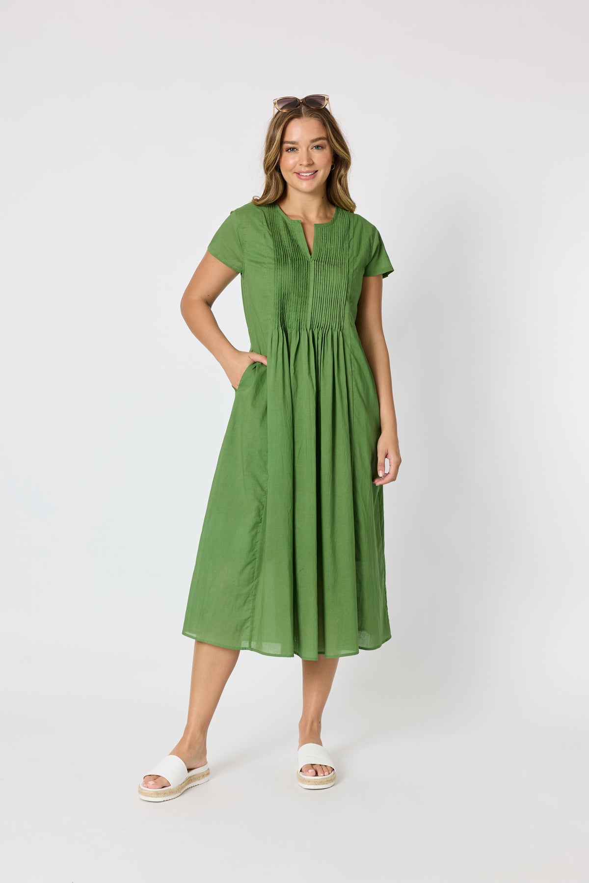 Acacia Cotton Dress - Apple