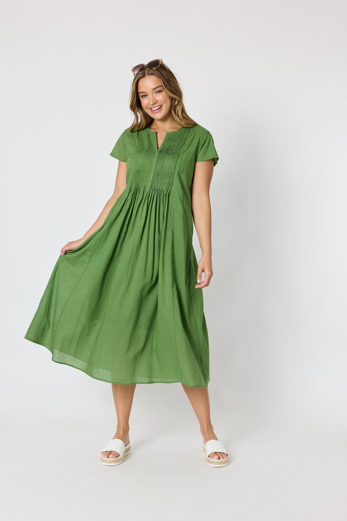 Acacia Cotton Dress - Apple