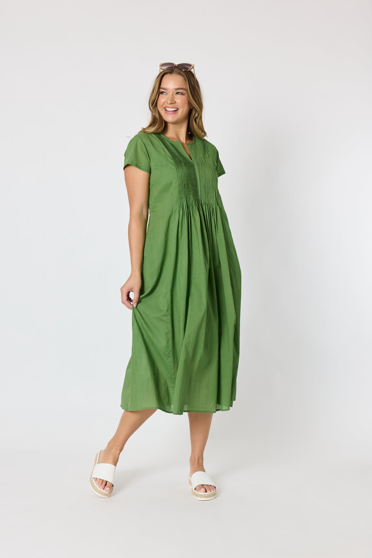 Acacia Cotton Dress - Apple