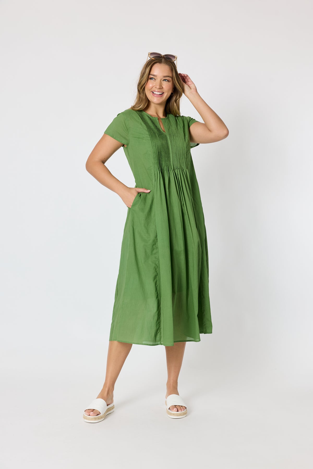 Acacia Cotton Dress - Apple
