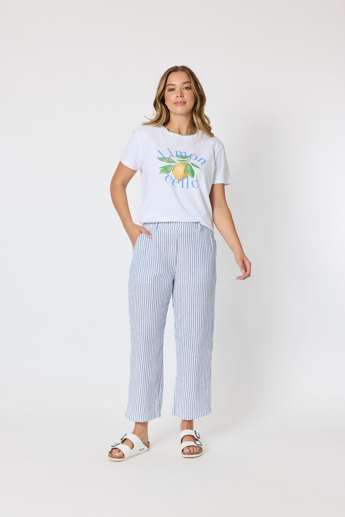 Amalfi Stripe Pant - Azure/White